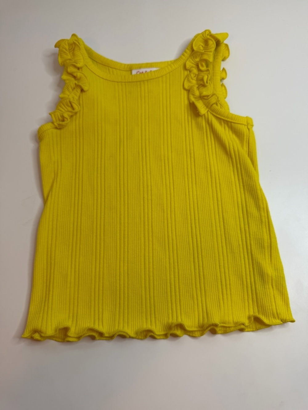 Cat & Jack Yellow Ruffle Shoulder Ribbed Tank Top